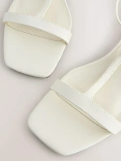 Next Extra Wide Fit Forever Comfort® Low Block Strappy Sandals Bone