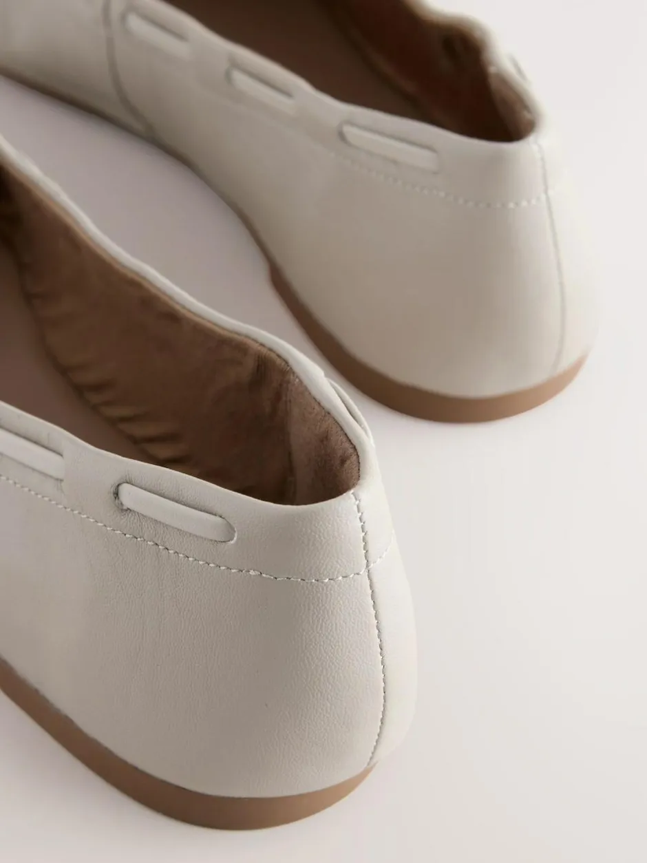 Next Forever Comfort® Leather Ruched Charm Ballet Flats Bone Discount