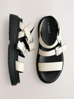 Next Standard/Wide Fit Chunky Buckled Sandals Bone Best