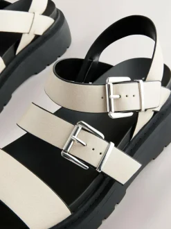 Next Standard/Wide Fit Chunky Buckled Sandals Bone Best