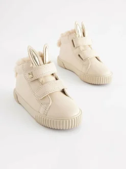 Next Bone White Bunny Standard Fit (F) Touch Fasten Strap High Top Trainers Hot