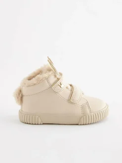 Next Bone White Bunny Standard Fit (F) Touch Fasten Strap High Top Trainers Hot
