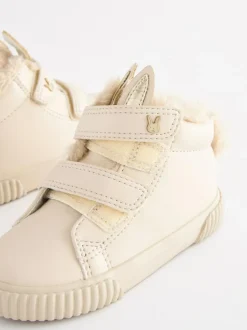 Next Bone White Bunny Standard Fit (F) Touch Fasten Strap High Top Trainers Hot