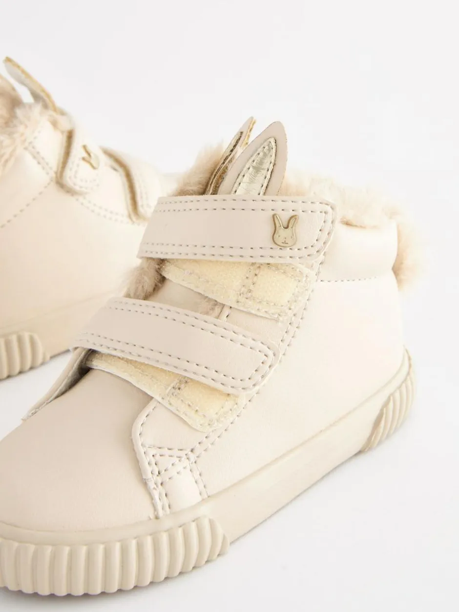 Next Bone White Bunny Standard Fit (F) Touch Fasten Strap High Top Trainers Hot