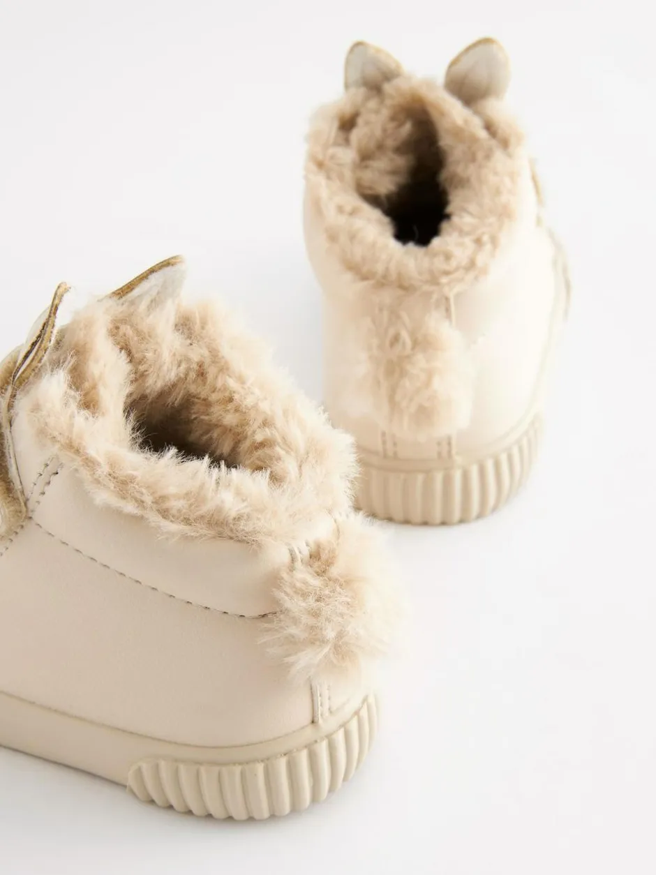 Next Bone White Bunny Standard Fit (F) Touch Fasten Strap High Top Trainers Hot