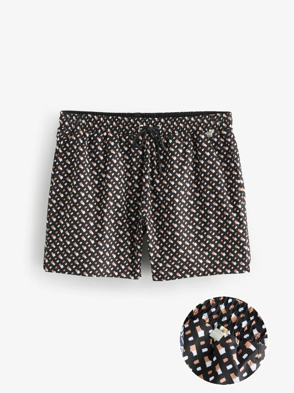 BOSS Black Printed Swim Shorts