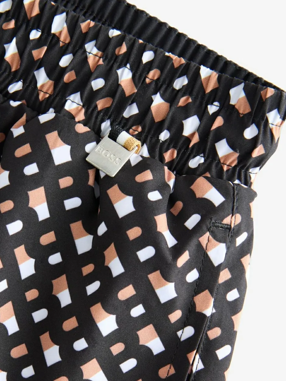 BOSS Black Printed Swim Shorts