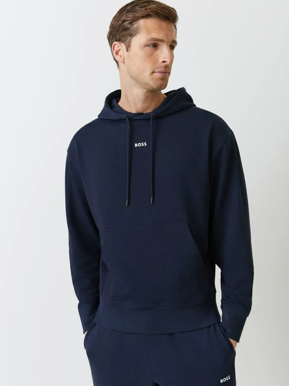 BOSS Logo Hooded Tracksuit Blue Clearance