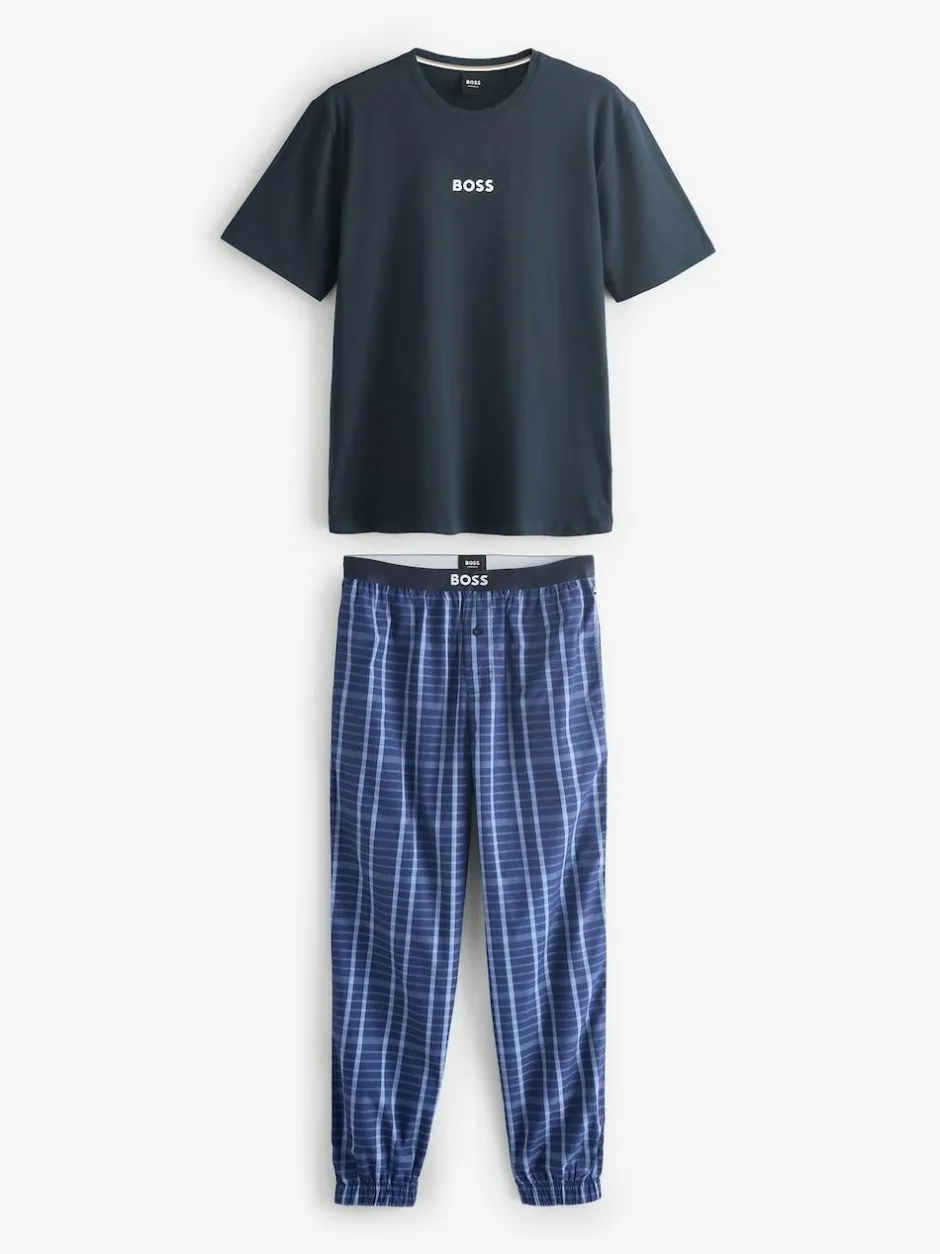 BOSS Blue Regular-Fit Logo Pyjamas Set New