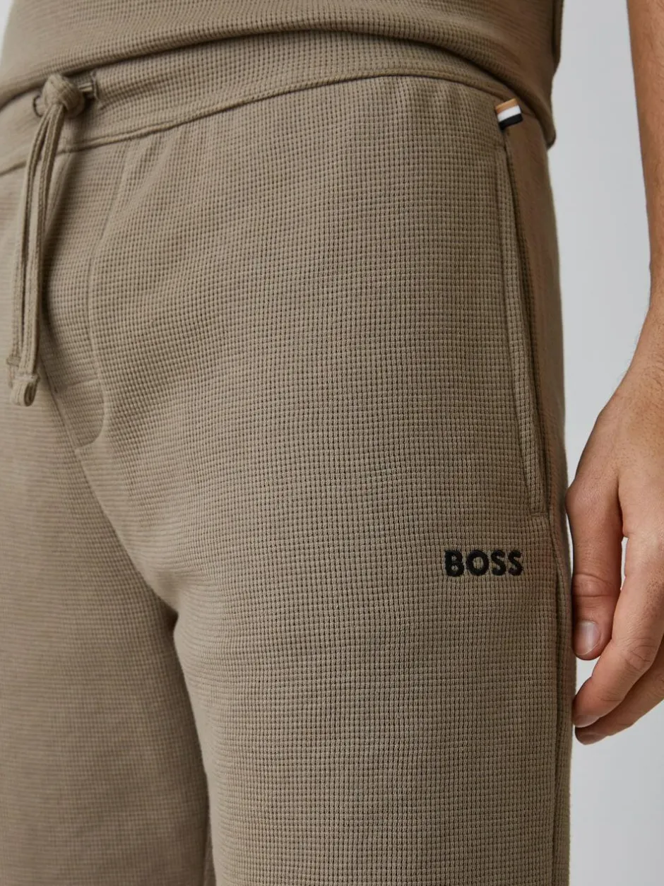 BOSS Brown Waffle Shorts Sale