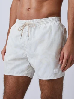 BOSS Piranha Printed Swim Shorts Cream New