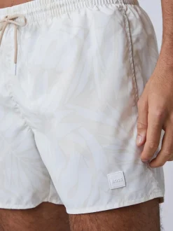 BOSS Piranha Printed Swim Shorts Cream New