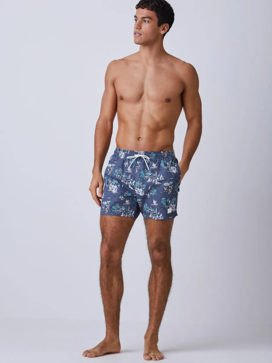 BOSS Piranha Printed Swim Shorts Grey