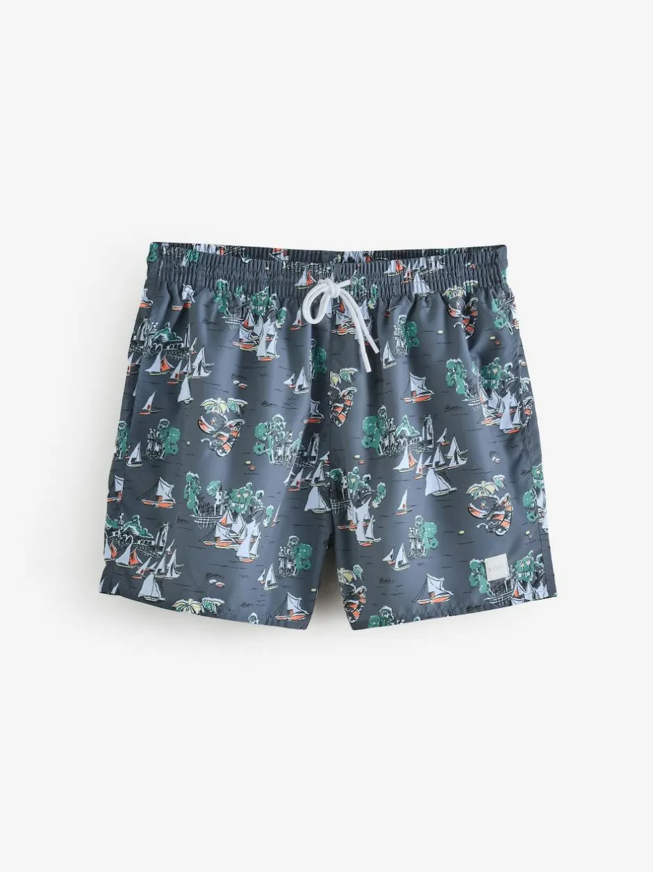 BOSS Piranha Printed Swim Shorts Grey