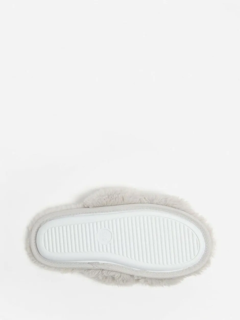 Boux Avenue Cross Band Slippers Light Grey Hot