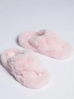Boux Avenue Pink Ridge Sole Cross Band Slippers Clearance