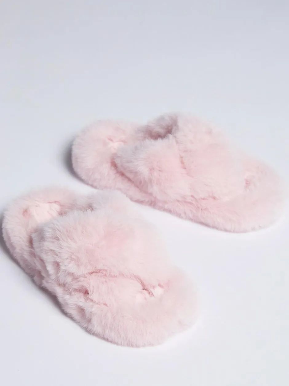 Boux Avenue Pink Ridge Sole Cross Band Slippers Clearance