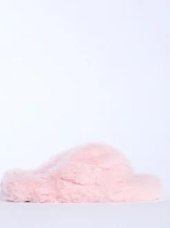 Boux Avenue Pink Ridge Sole Cross Band Slippers Clearance