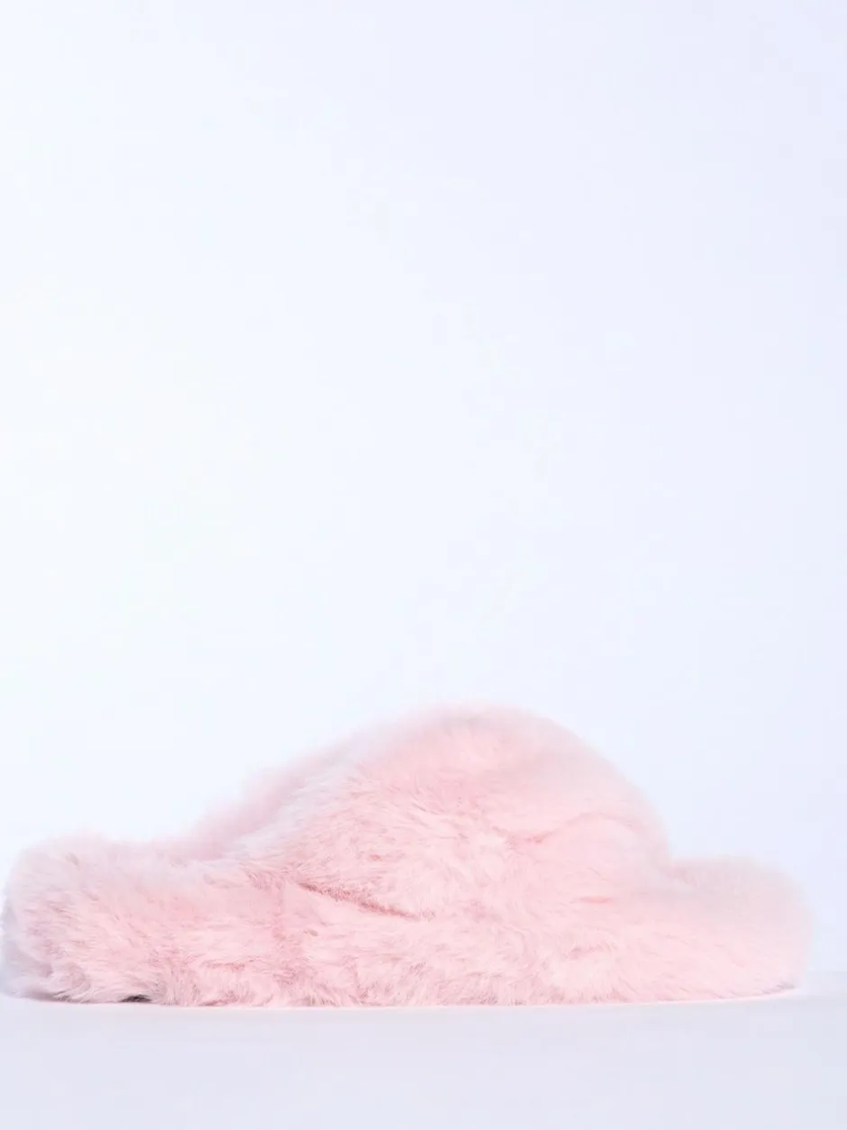Boux Avenue Pink Ridge Sole Cross Band Slippers Clearance
