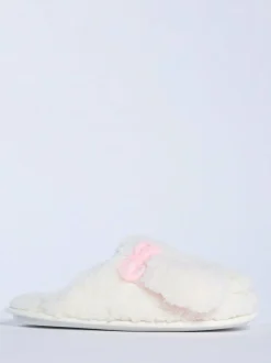 Boux Avenue White Dog Borg Mules Clearance
