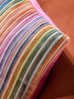 Next Bright 43 x 43cm Cut Velvet Stripe Cushion Outlet