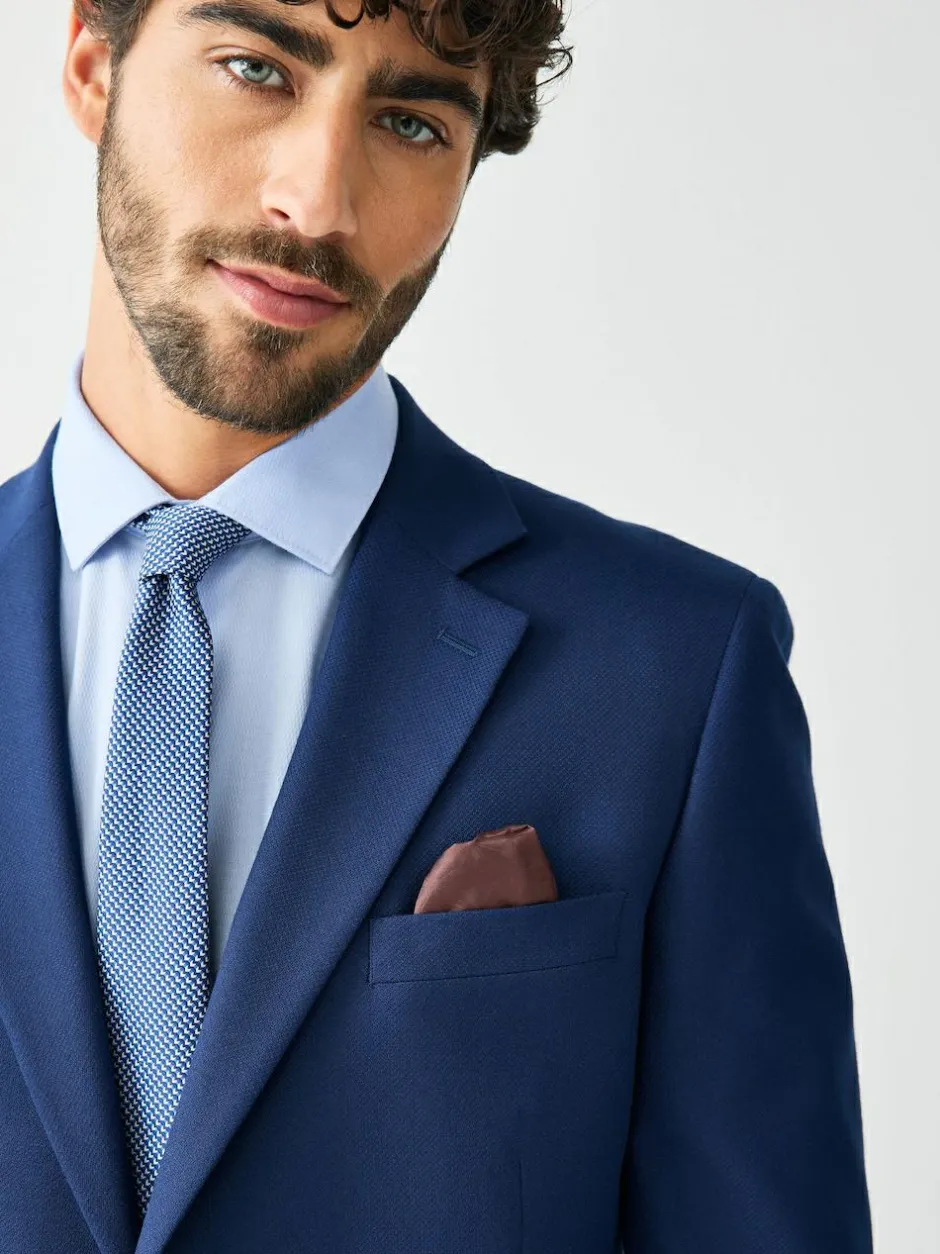 Next Skinny Fit Textured Suit Jacket Bright Blue New