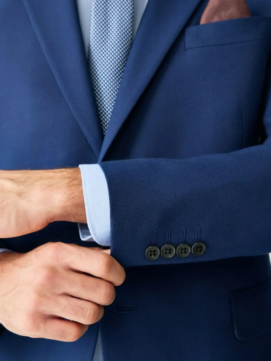 Next Skinny Fit Textured Suit Jacket Bright Blue New