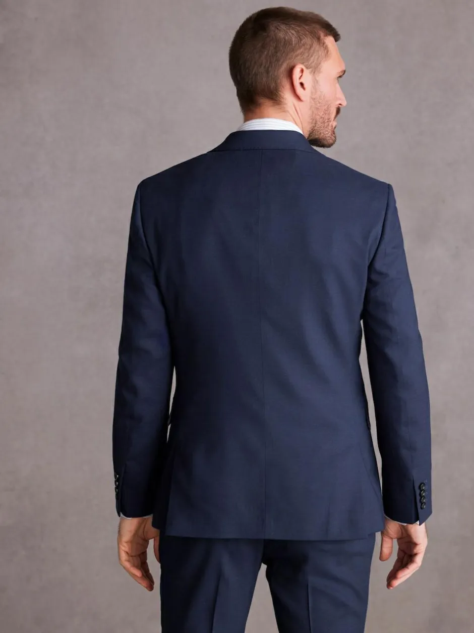 Next Slim Fit Signature Tollegno Italian Wool Textured Suit Jacket Bright Blue New