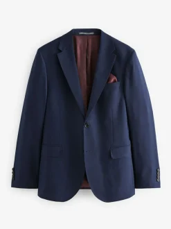 Next Slim Fit Signature Tollegno Italian Wool Textured Suit Jacket Bright Blue New