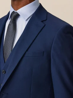 Next Bright Blue Slim Fit Textured Suit Jacket