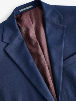 Next Bright Blue Slim Fit Textured Suit Jacket