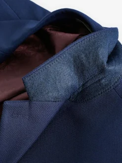 Next Bright Blue Slim Fit Textured Suit Jacket