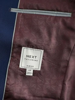 Next Bright Blue Slim Fit Textured Suit Jacket