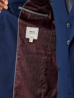Next Bright Blue Slim Fit Textured Suit Jacket
