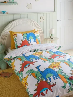 Next Bright Dino Duvet Cover and Pillowcase Set Clearance