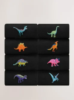 Next Fun Embroidered Socks 8 Pack Bright Dinosaur Clearance