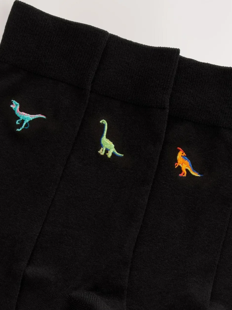 Next Fun Embroidered Socks 8 Pack Bright Dinosaur Clearance