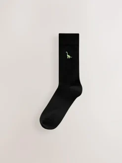 Next Fun Embroidered Socks 8 Pack Bright Dinosaur Clearance