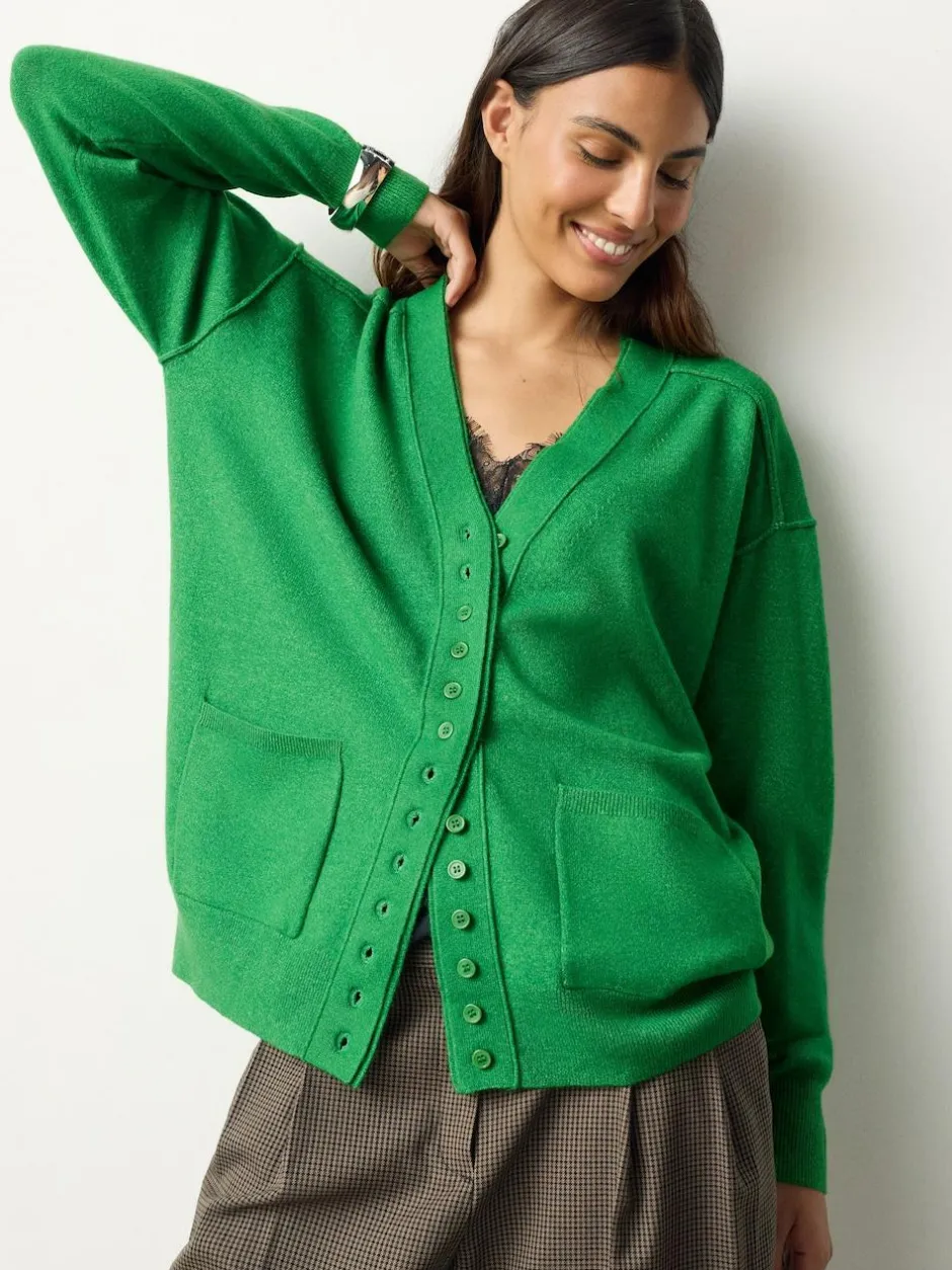 Next Bright Green Supersoft V-Neck Cardigan With Pockets New