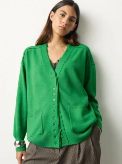 Next Bright Green Supersoft V-Neck Cardigan With Pockets New