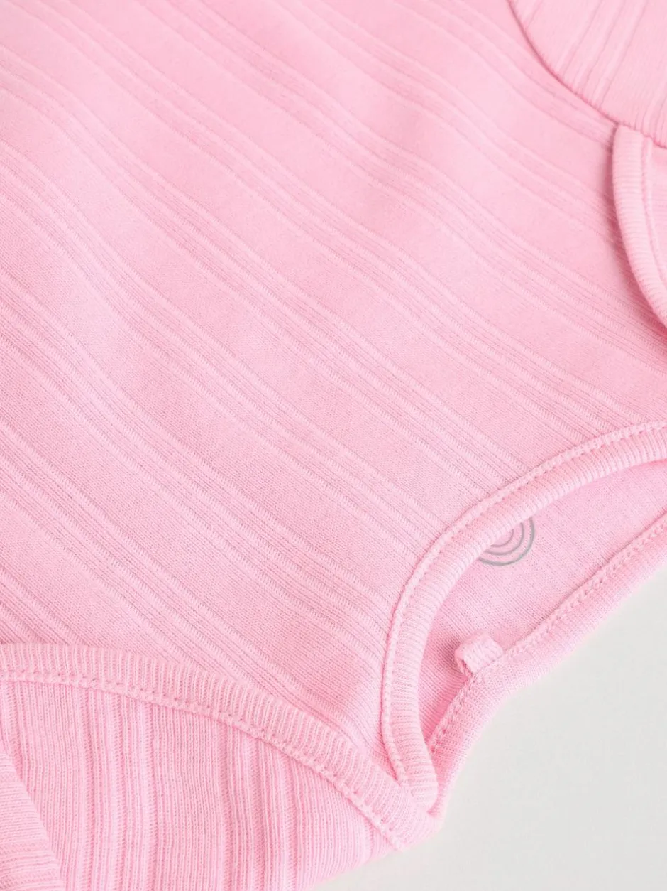 Next Bright Pink 5 Pack Short Sleeve Baby Bodysuits Outlet
