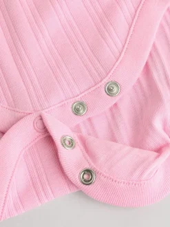 Next Bright Pink 5 Pack Short Sleeve Baby Bodysuits Outlet