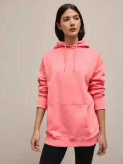 Next Bright Pink Active Longline Overhead Seam Detail Supersoft Hoodie with Pockets Sale