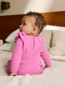 Next Bright Pink Baby Knitted Jumper and Leggings Set 2 Piece (0mths-3yrs)