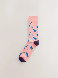 Next Bright Red/Blue/Orange Dinosaur Pattern Socks 8 Pack Clearance