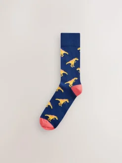 Next Bright Red/Blue/Orange Dinosaur Pattern Socks 8 Pack Clearance