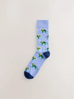 Next Bright Red/Blue/Orange Dinosaur Pattern Socks 8 Pack Clearance