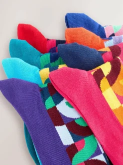 Next Bright Red/Green Geo Pattern Socks 8 Pack Online