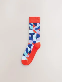 Next Bright Red/Green Geo Pattern Socks 8 Pack Online