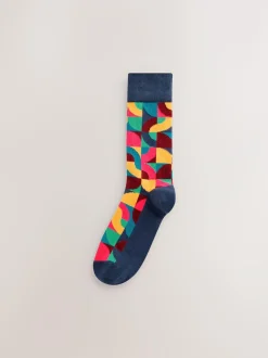 Next Bright Red/Green Geo Pattern Socks 8 Pack Online
